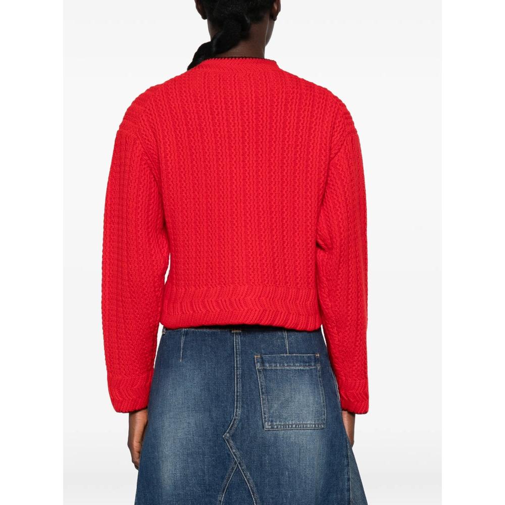 logo-embroidered cable-knit cardigan 4