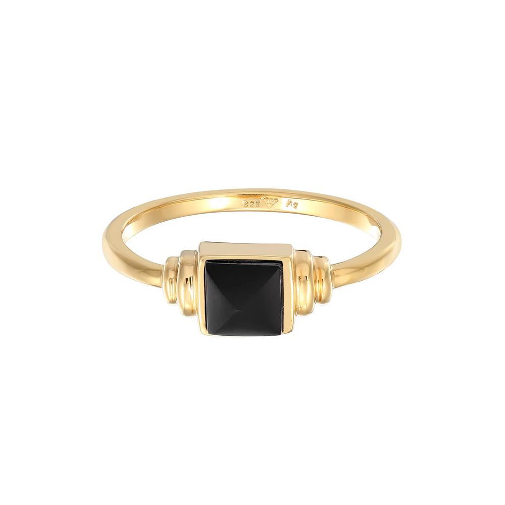 Кольцо Square Vintage с ониксом, покрытое золотом 3