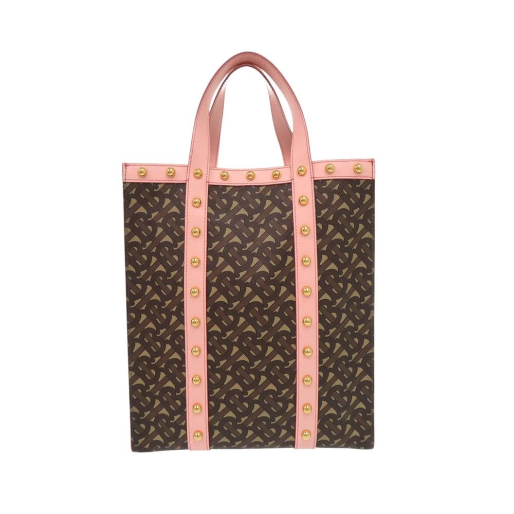 2018-2023 Small TB Monogram E Canvas and Studded Leather Vertical Tote satchel 3