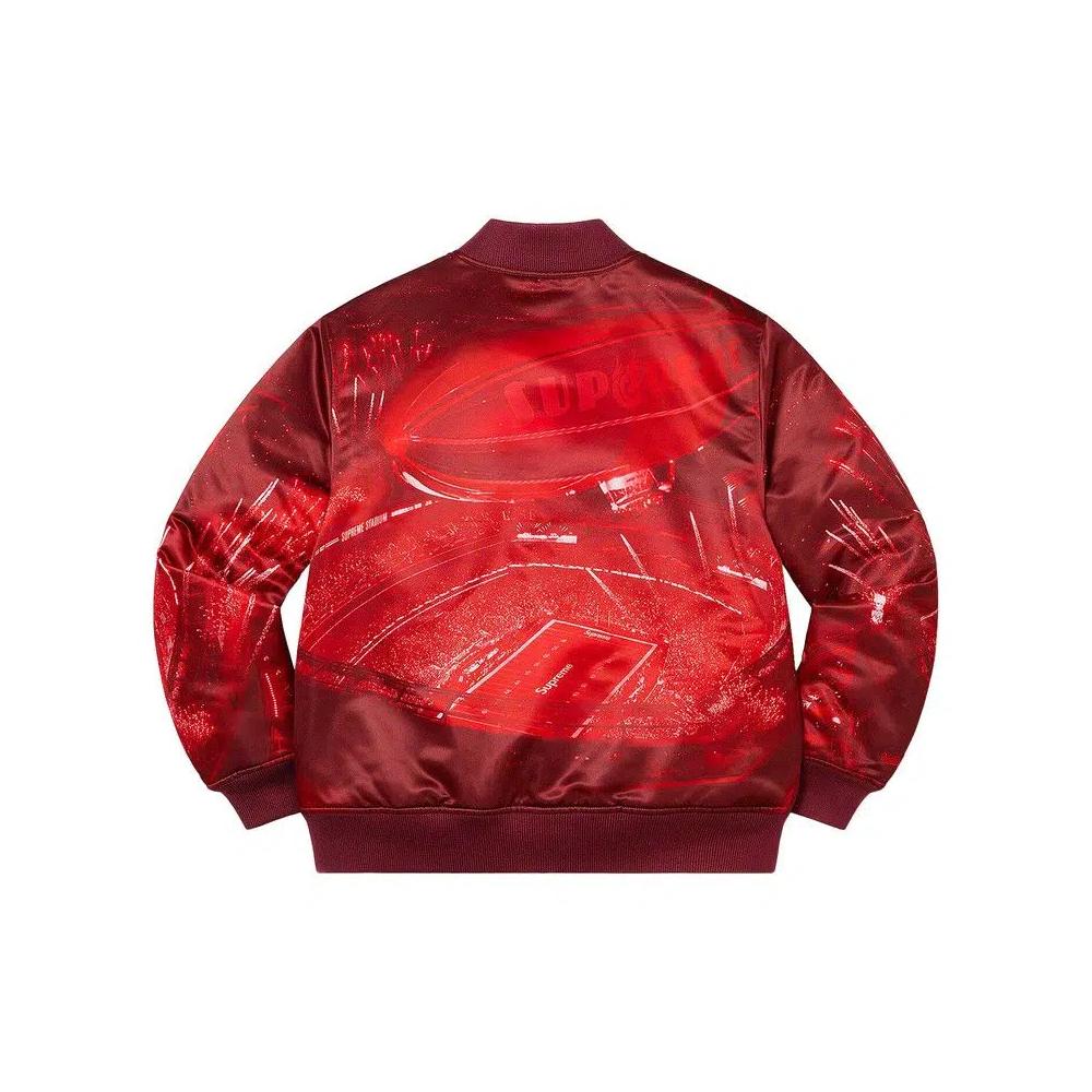 Бомберы Supreme x Mitchell & Ness Бомбер Stadium Satin 'Красный' 2