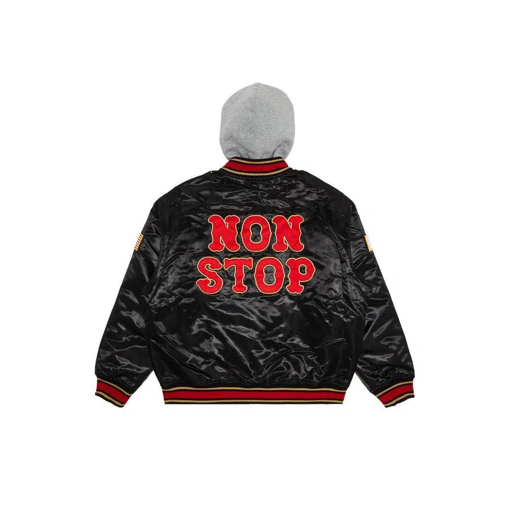 Бомберы Supreme x Homerun Satin Hooded Varsity Jacket 'Black' 2