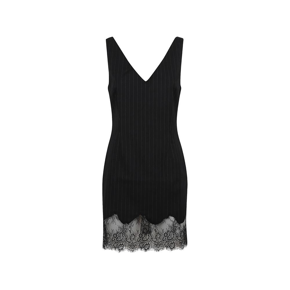 pinstriped lace-trim dress 1