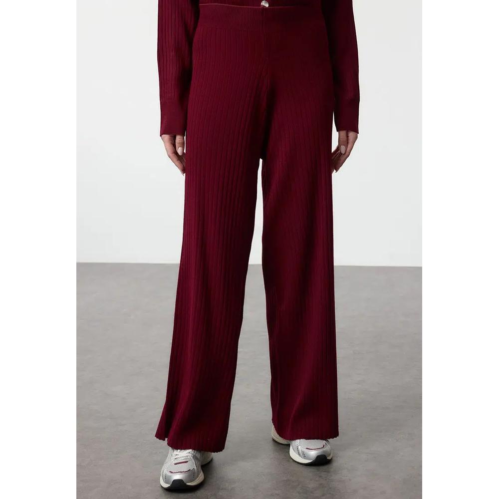 Бордовый oversize трикотажный комплект топ+брюки с капюшоном TCTAW25US00022 4