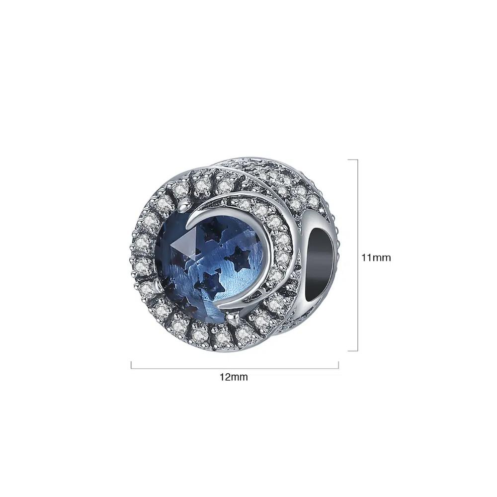 Сплошное серебро 925 Sterling Silver Moonlight CZ Charm 6