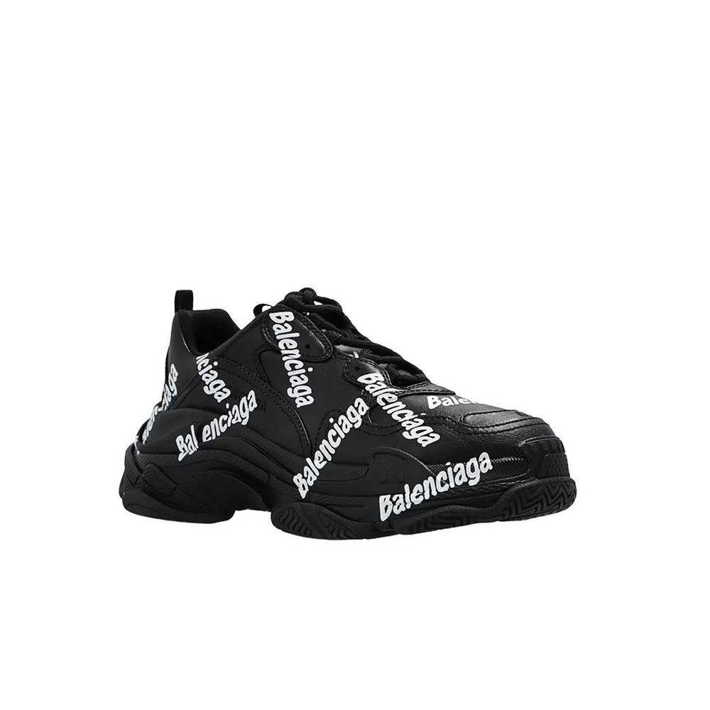Женские кроссовки Triple S Logotype, черные, белые 2