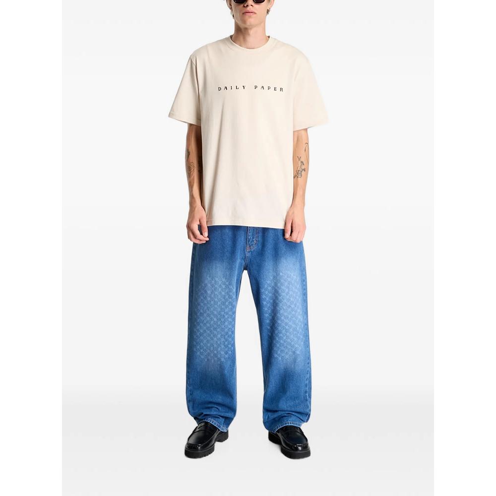 Amba monogram-pattern straight-leg jeans 2