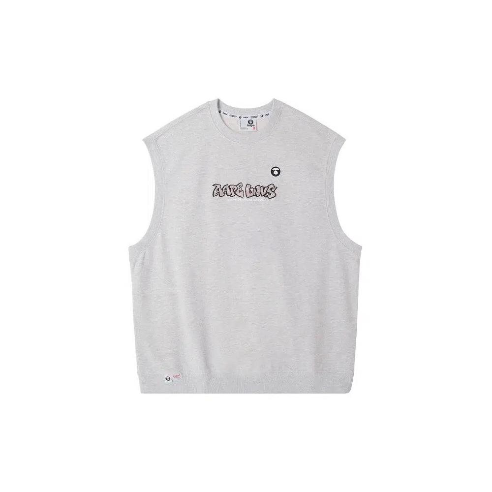 Майки AAPE Moonface Embroidered Sweat Tank Top «Белый/Хизер» 1