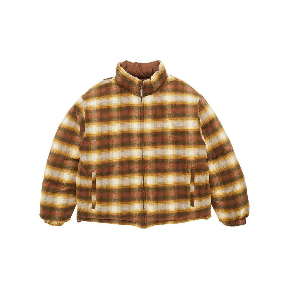 Пуховики Supreme Flannel Reversible Puffer Jacket 'Brown' 3