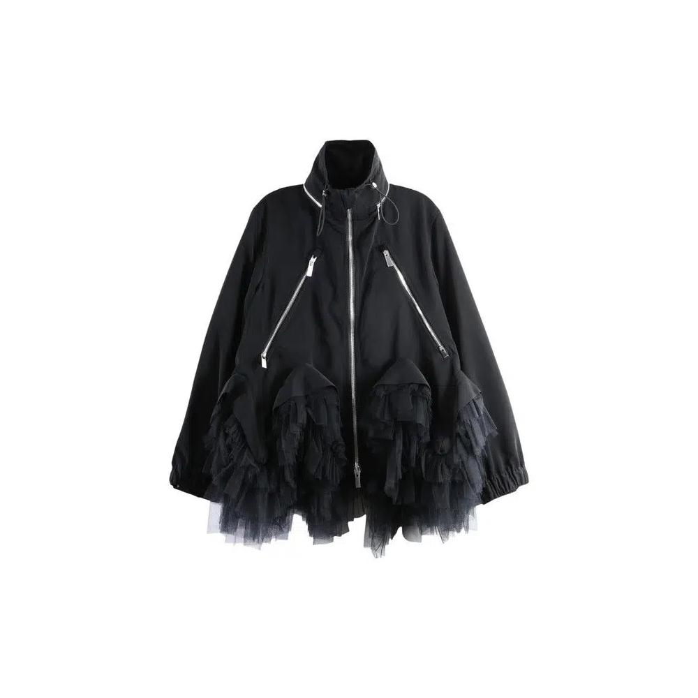 Куртки Comme Des Garcons Noir Ruffle-Hem Hooded Zip-Up Jacket «Black» 1