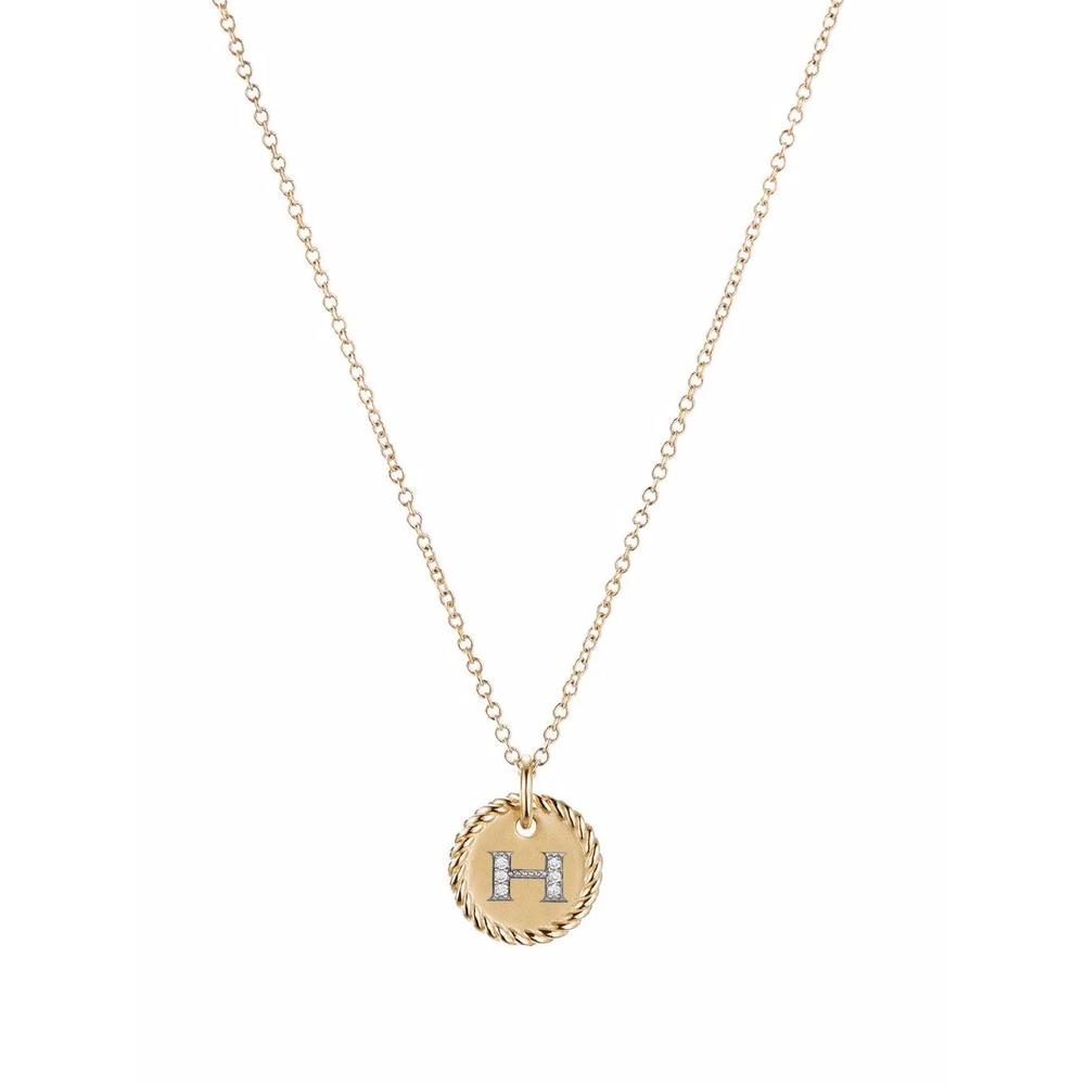 Колье H Initial Charm из желтого золота с бриллиантами 1