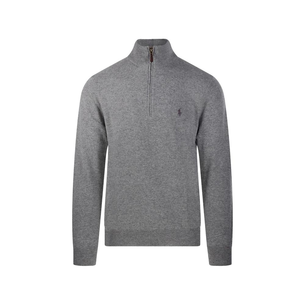 logo-embroidered quarter-zip sweater 1