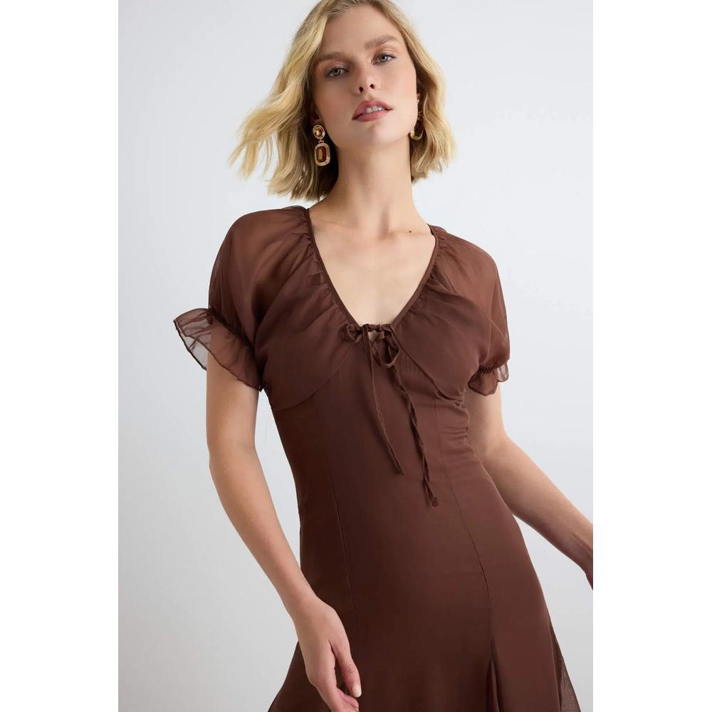 Платье Brown Shift/Straight Cut Midi Woven Chiffon 2