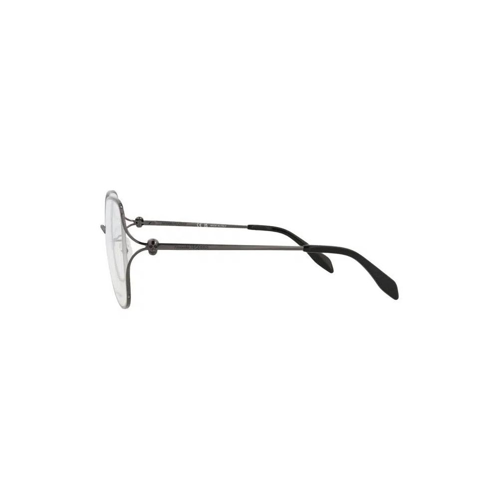 Очки Alexander McQueen Square-Frame Metal Optical Frames «Рутений/Прозрачный» 3