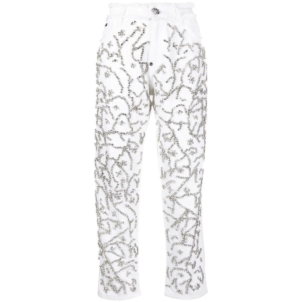 crystal-embellished mom-cut leg jeans 1