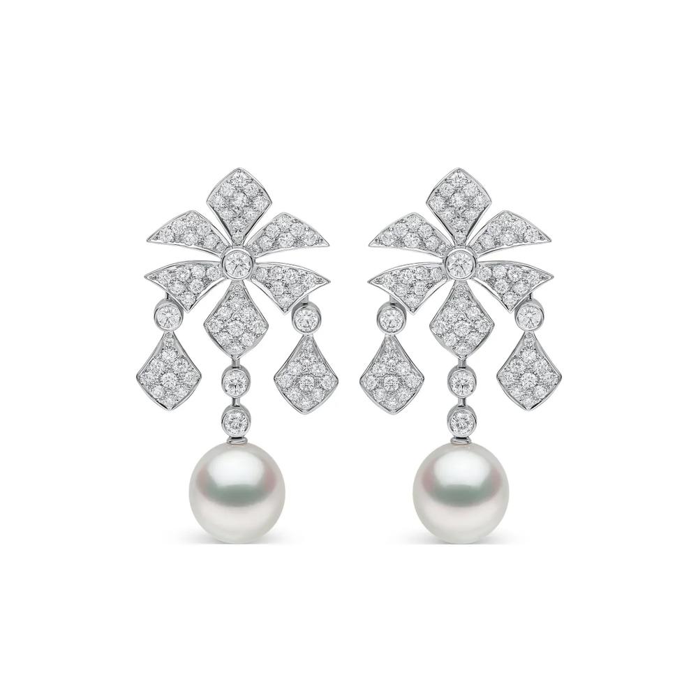 Серьги из белого золота с жемчугом и бриллиантами 1