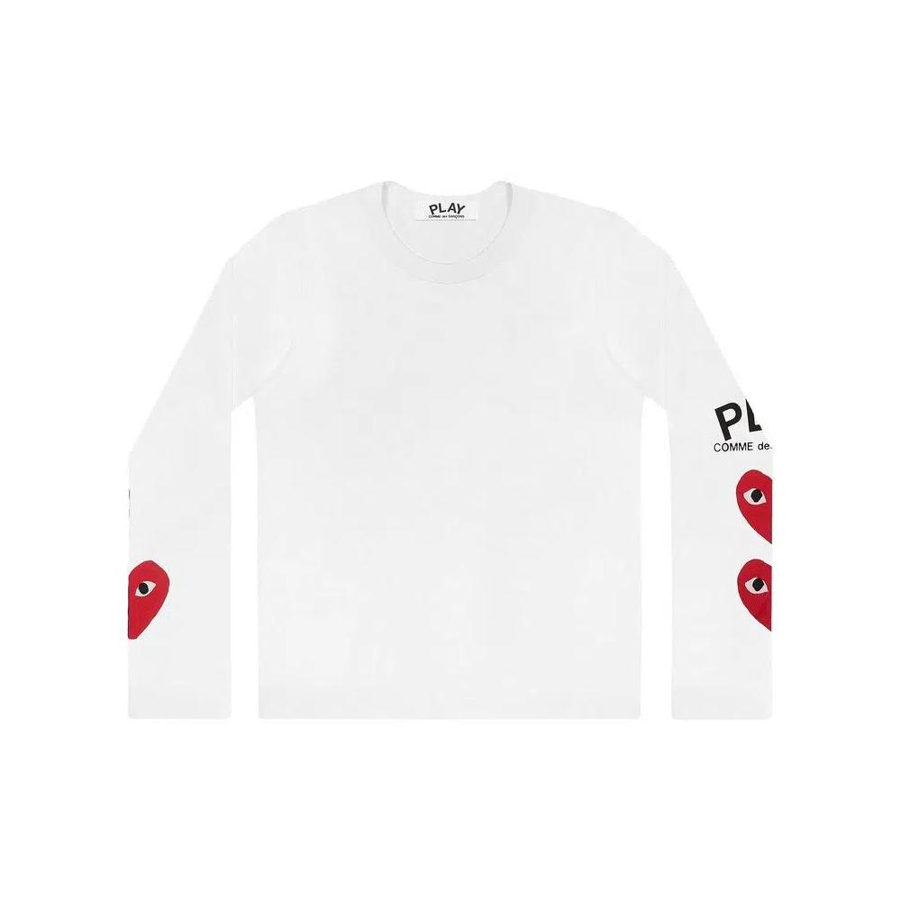 Футболки с длинным рукавом Comme des Garçons PLAY Multi Heart T-Shirt 'Белый' 1