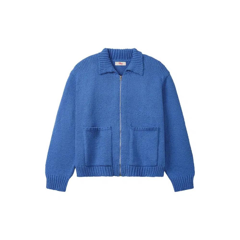 Молнии Cherry LA 5 Star Cotton Knit Zip Jacket 'Стальной синий' 1