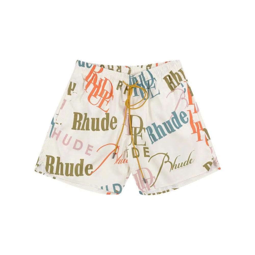 Плавки Rhude Mash Up Logo Swim Trunks 'Cream/Multicolor' 1