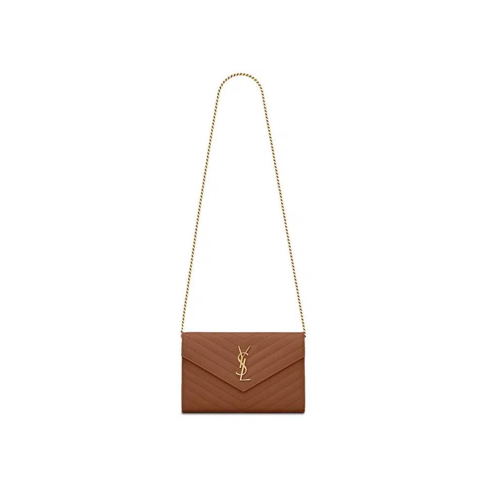 Сумки Saint Laurent Monogram Chain Wallet 'Naturel Dark' 1