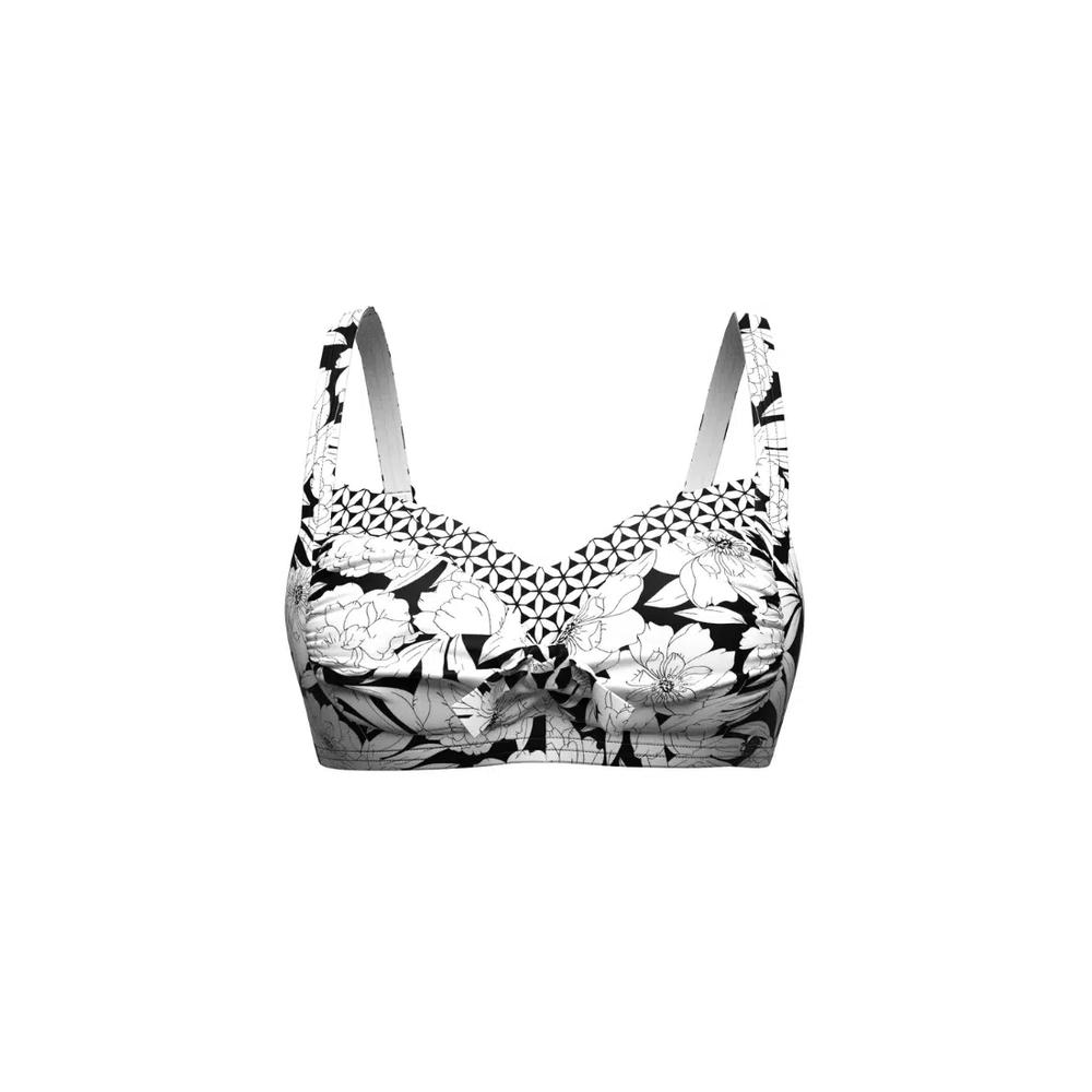 Bold Bloom Черный Plus Cup Завязка спереди Бикини топ 1