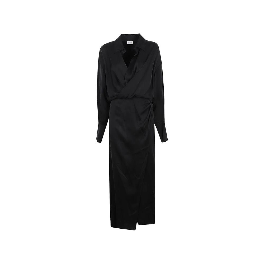 draped-detail long-sleeve midi dress 1