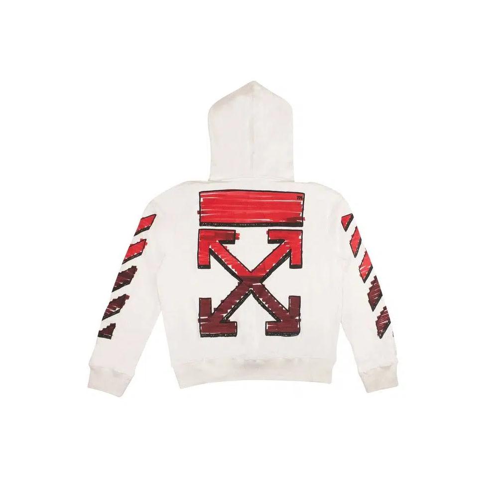 Худи Off-White Marker Slim Hoodie 'White/Red' 2