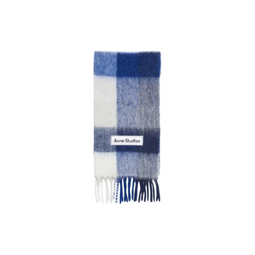 Шарфы Acne Studios Mohair Checked Scarf «White/Grey/Royal Blue» 1