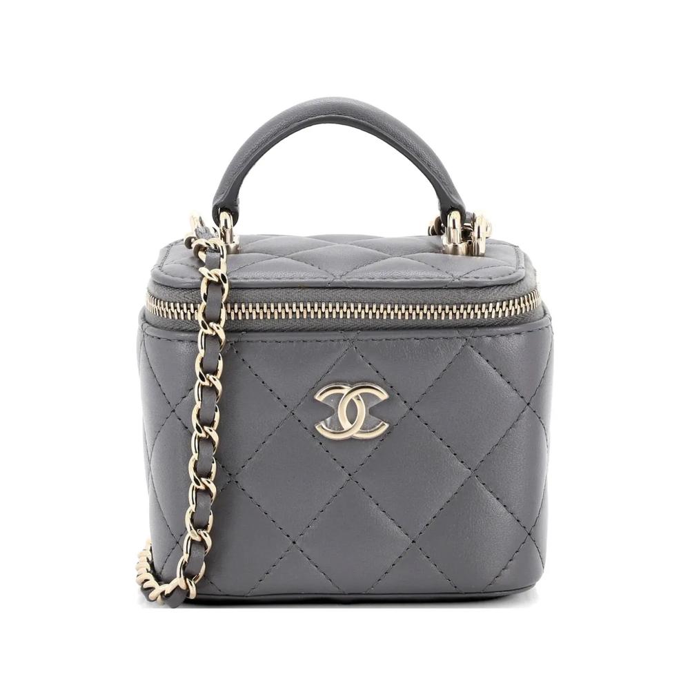 Мини-сумка через плечо Classic Top Handle Vanity Case with Chain Quilted Lambskin Mini 1
