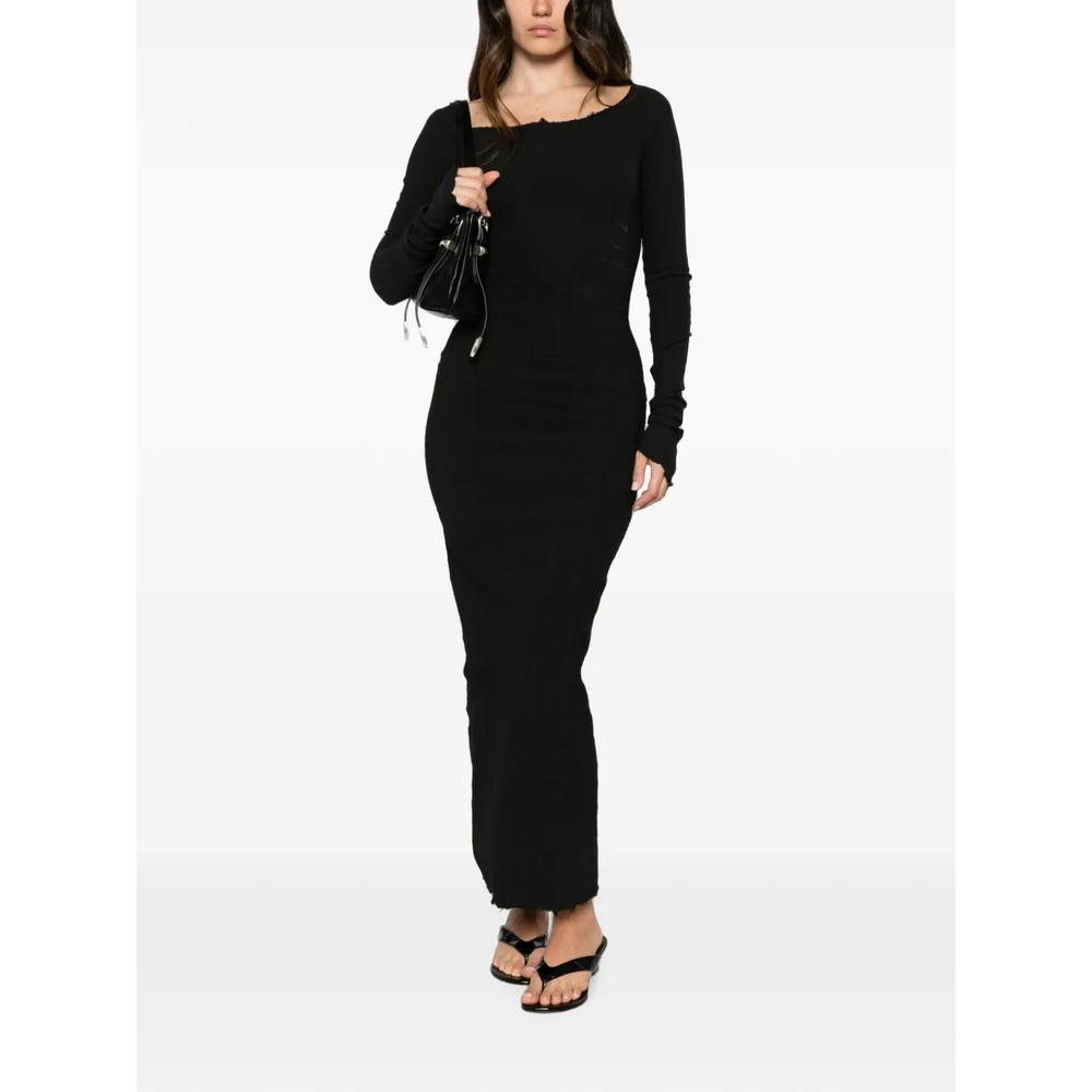 frayed long-sleeve maxi dress 2
