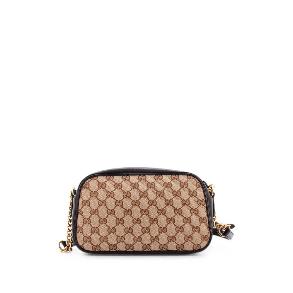 Маленькая сумка на плечо GG Marmont Shoulder Bag Diagonal Quilted GG Canvas with Leather 2