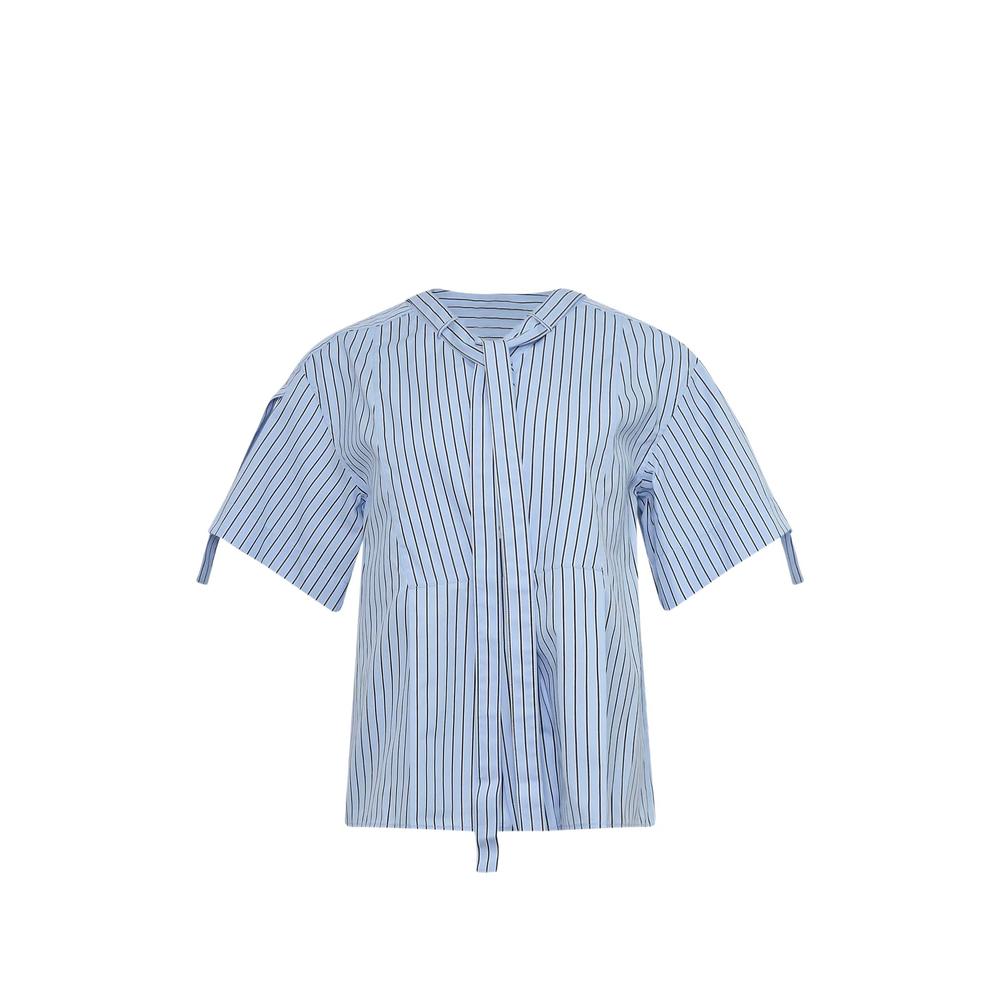 striped tie-neck top 1