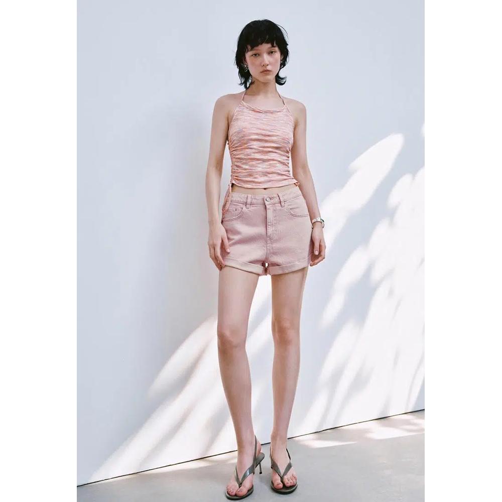 Эластичные облегающие джинсовые шорты из хлопковой смеси с чистыми манжетами 6