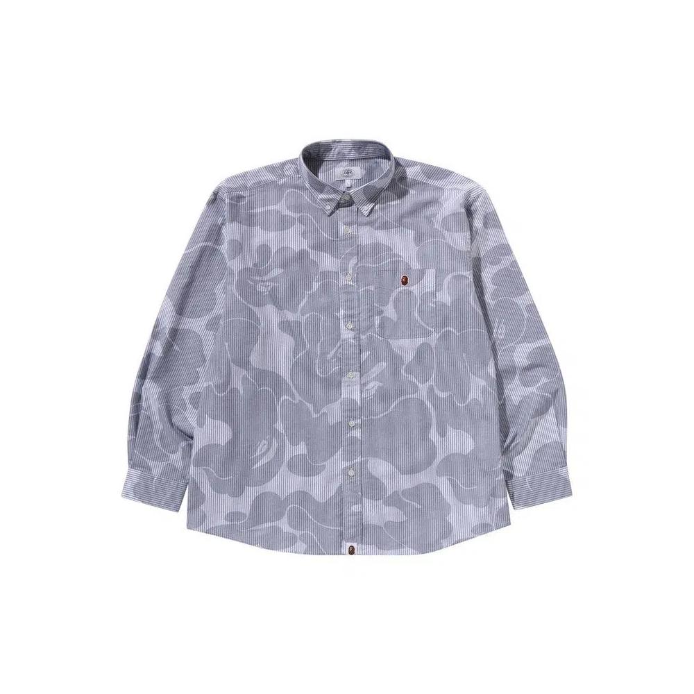Рубашки на пуговицах BAPE Stripe Camo Relaxed Fit Shirt 'Grey' 1