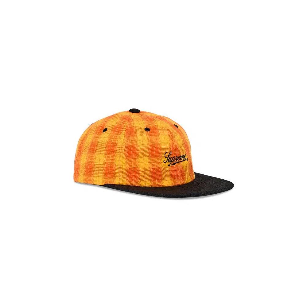 Бейсболки Supreme Script Logo 6-Panel 'Orange Plaid' 2