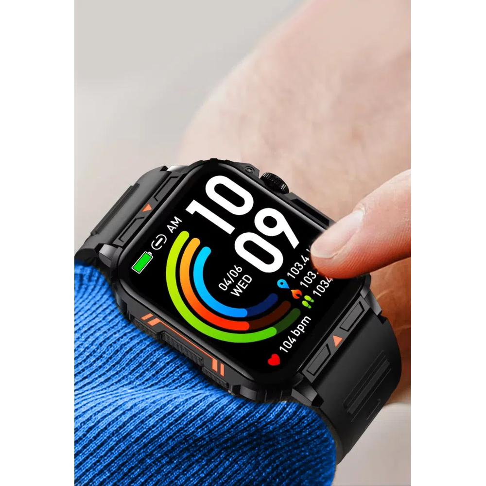Унисекс IOS/Android IP Black SmartWatch с черным резиновым ремешком 8