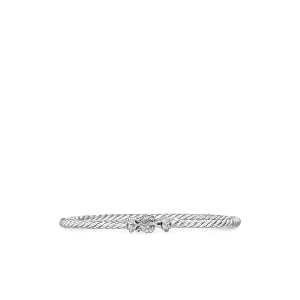 Серебряный браслет Buckle Classic Cable с бриллиантами (3 мм) 1