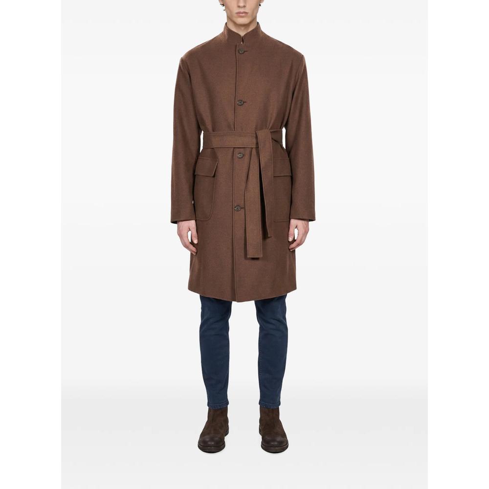 belted high-neck wool coat 2