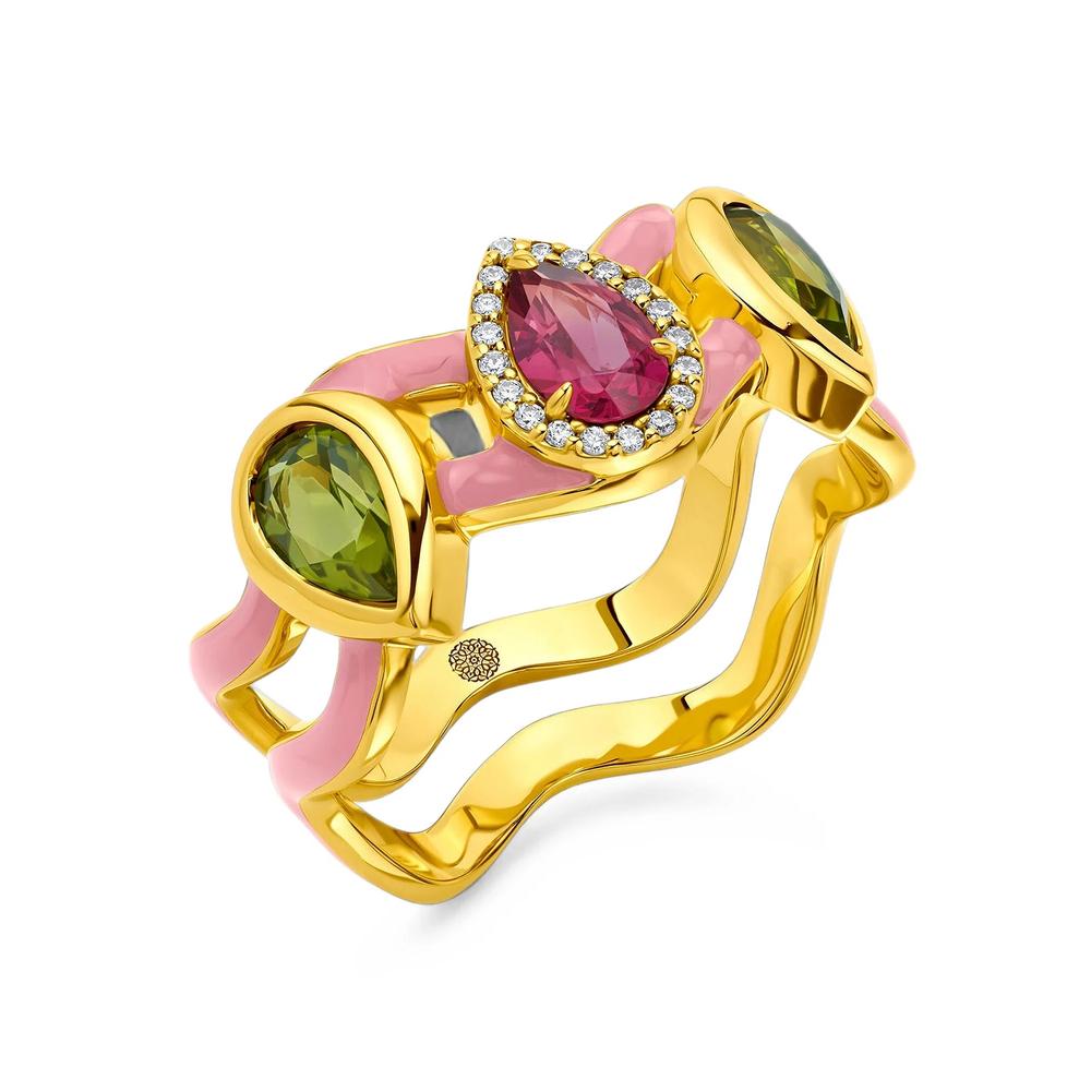 Bubblegum tourmaline and diamond band ring 2