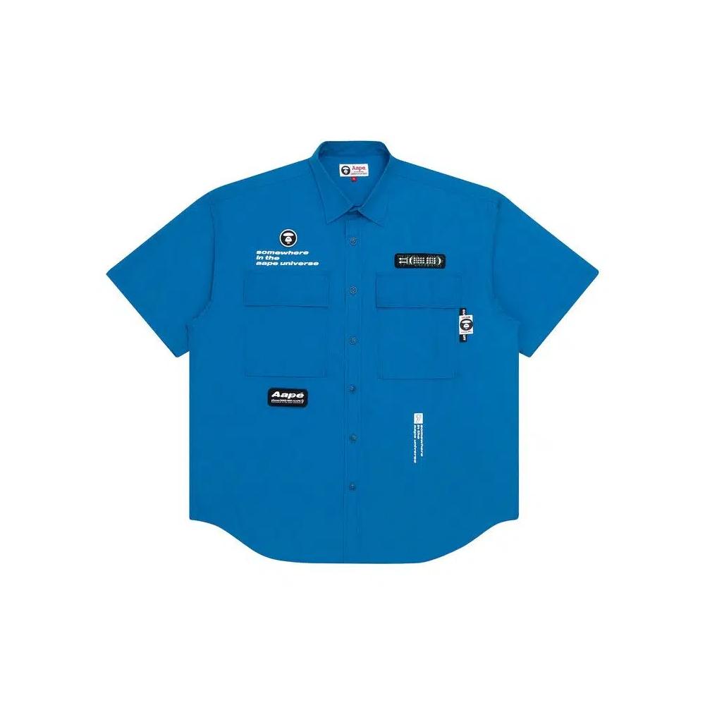 Рубашки и топы AAPE рубашка с карманом Moonface «Blue» 1