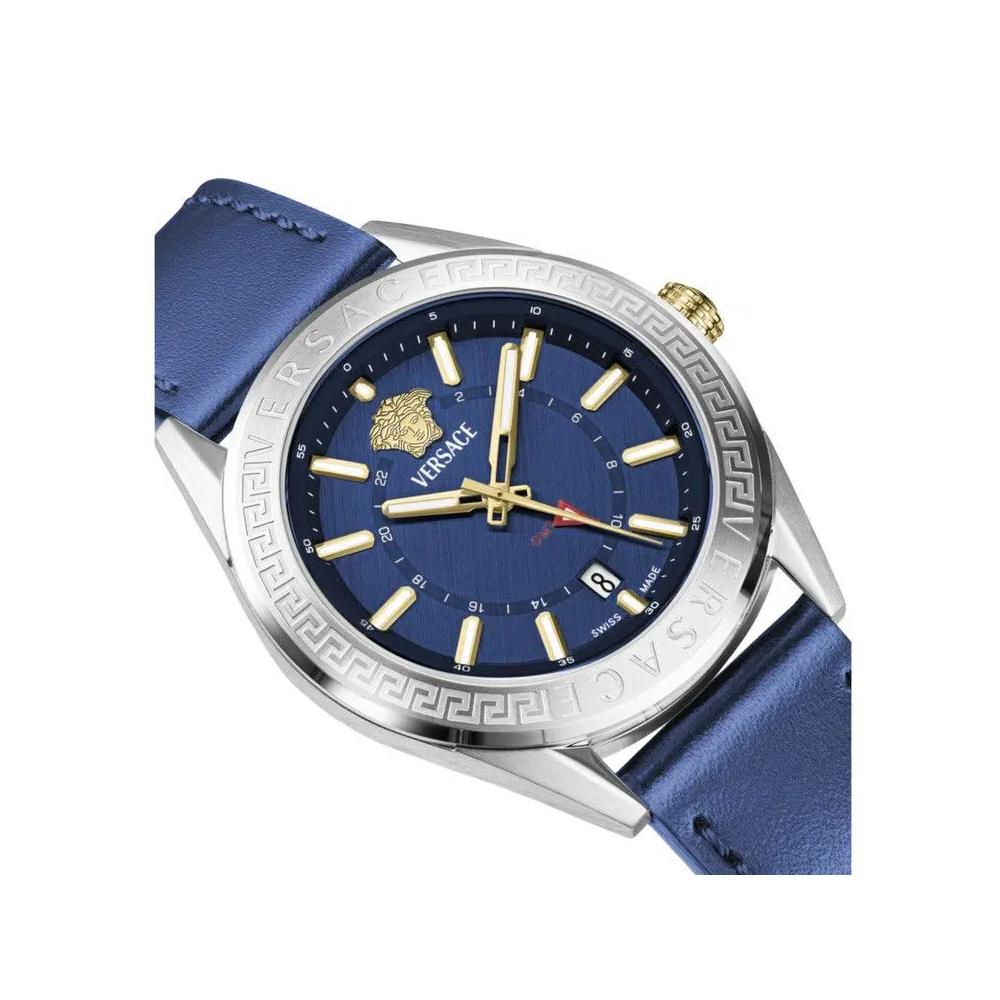 Часы Versace V Code GMT с кожаным ремешком 'Нержавеющая сталь' 3