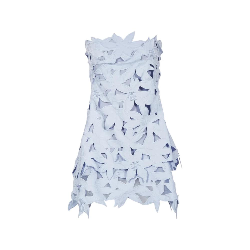floral-appliqué strapless mini dress 1