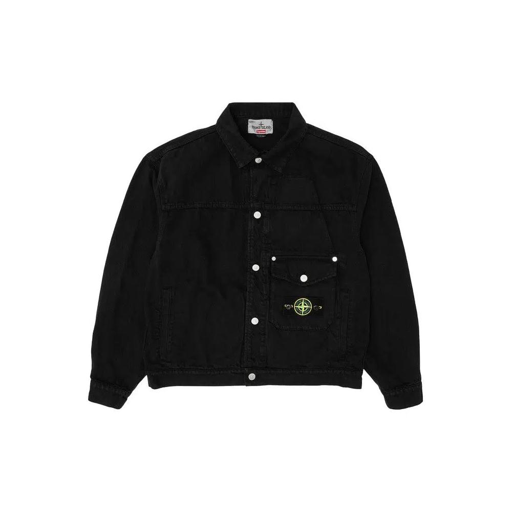 Джинсовые куртки Supreme x Stone Island Denim Trucker Jacket 'Black' 1