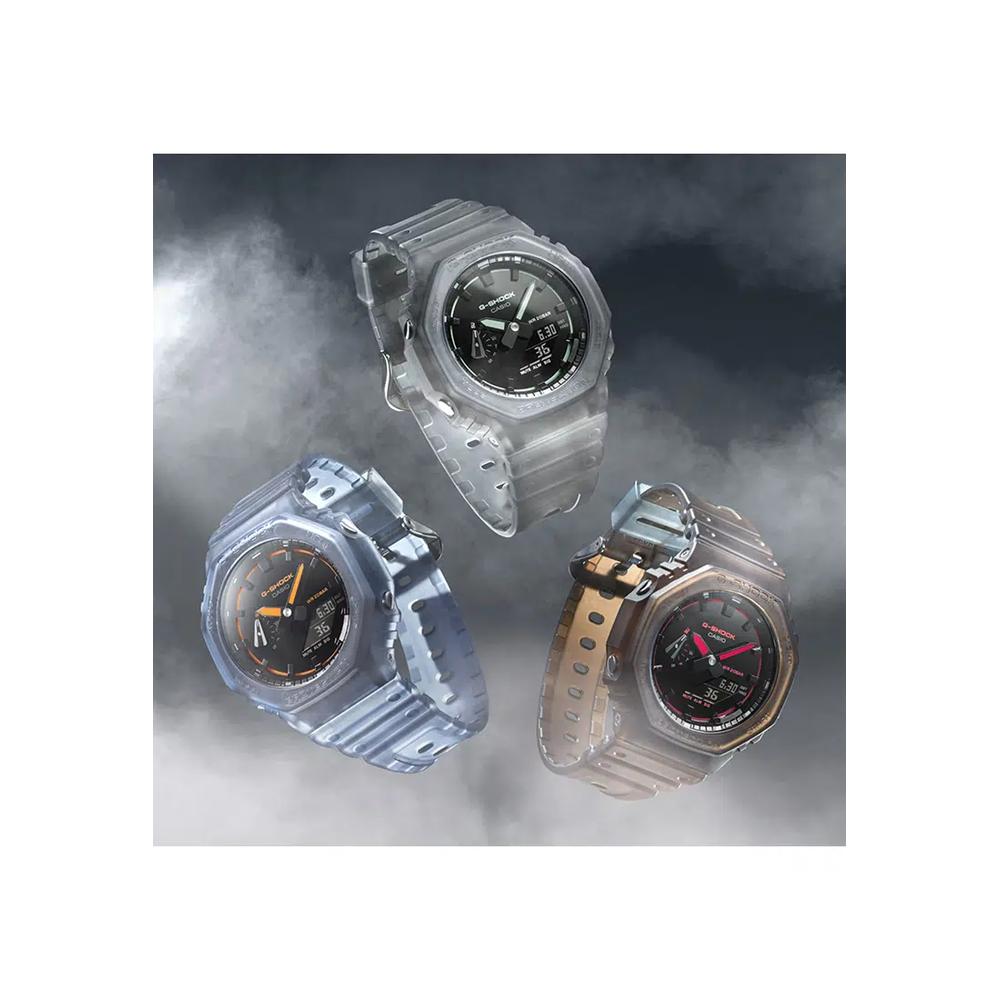 GA-2100K-1A Мужские аналогово-цифровые часы, серый ремешок из смолы 8