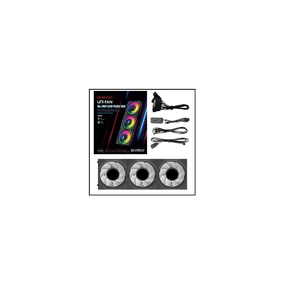 LIAN LI UNI FAN SL-INF LCD FLEX Reverse Blade 120mm 3 in 1 обратный вентилятор в комплекте - Черный 3