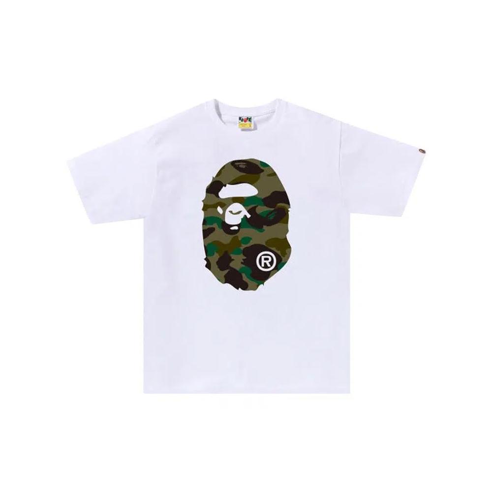 Футболки BAPE 1st Camo Big Ape Head Tee 'White/Green' 1