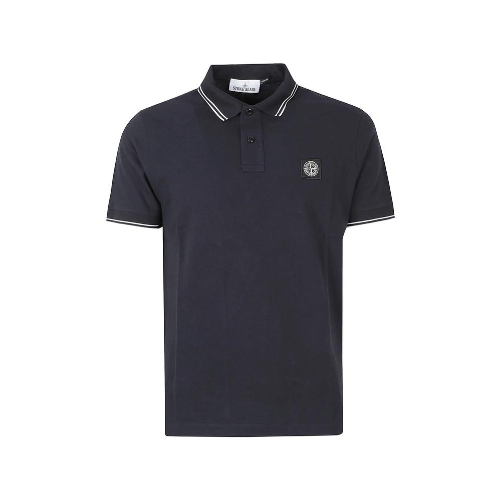 2200010 organic cotton piqué with stretch slim-fit short-sleeve polo with Compass patch 1