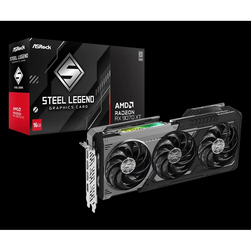 ASRock видеокарта RX 9070 XT Steel Legend Dark 16GB 1