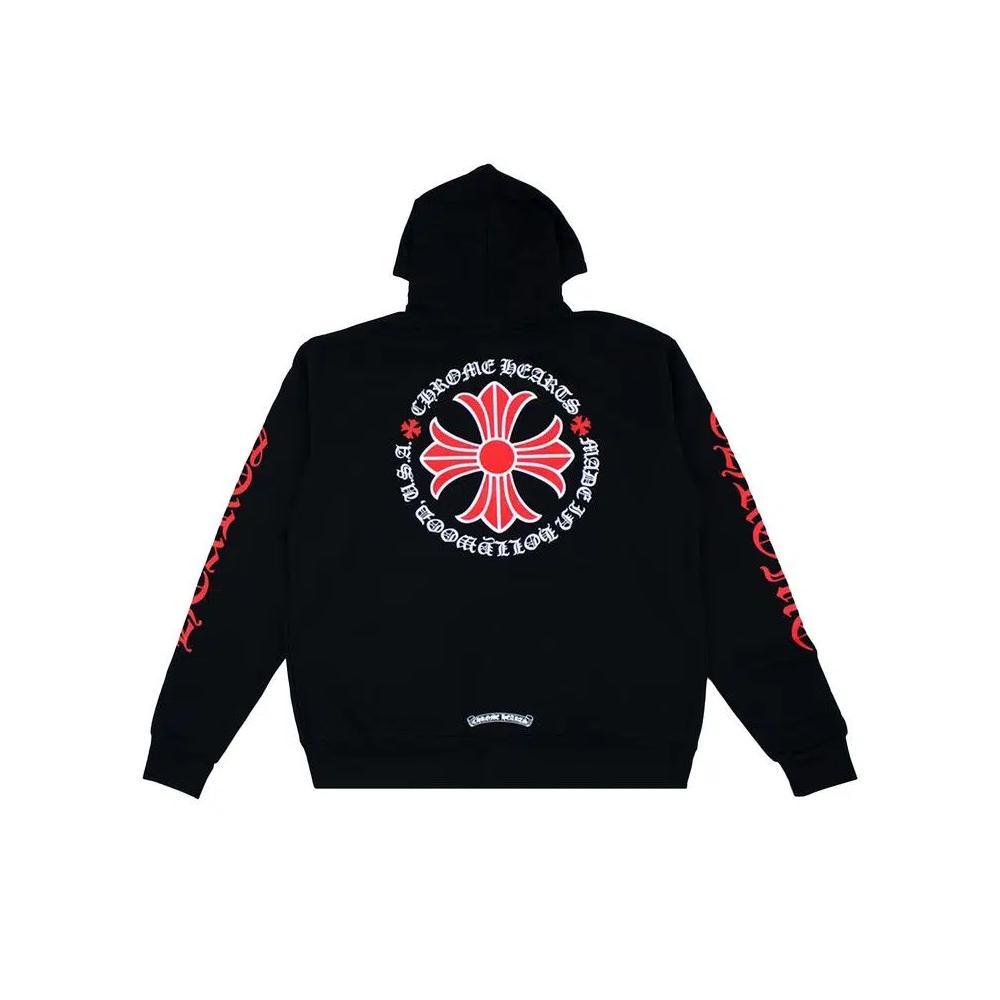 Худи на молнии Chrome Hearts Made In Hollywood Plus Cross Zip Up Hoodie 'Черный/Красный' 2