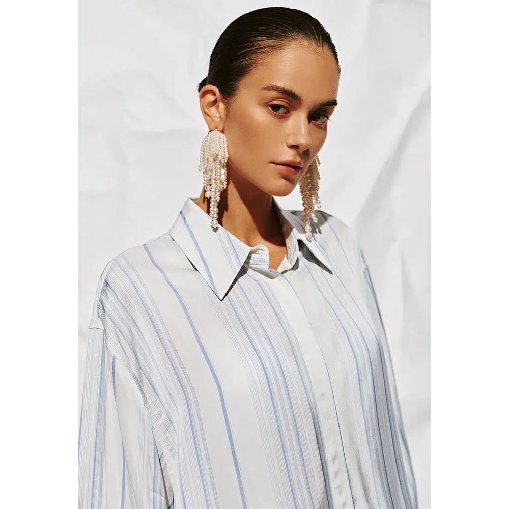 Контрастная полосатая рубашка на пуговицах 4