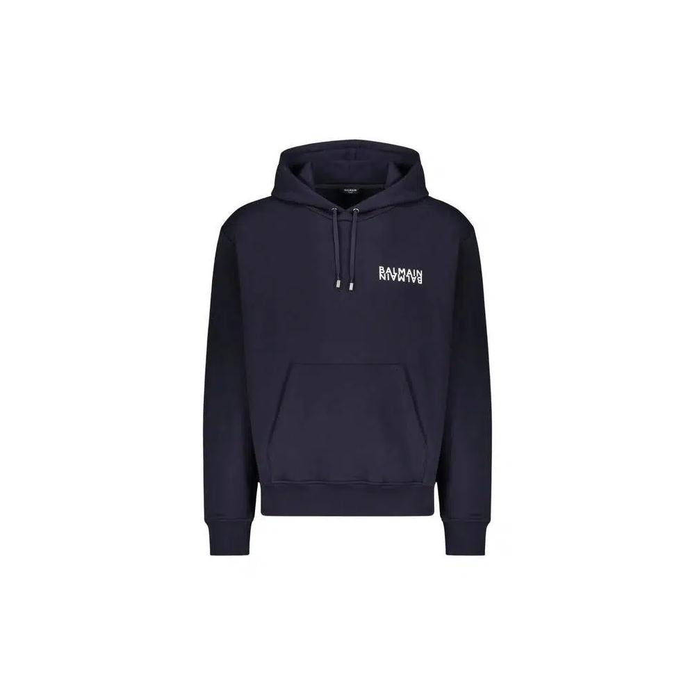 Худи Balmain Double Logo Cotton Hoodie 'Navy' 1